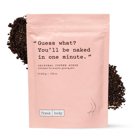 Frank Body Coffee Scrub container showing rich texture for smoother skin