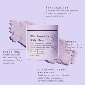 frank body Niacinamide Body Scrub foamy texture for gentle exfoliation