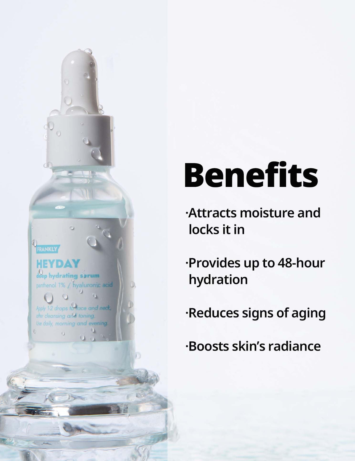 FRANKLY Hydration Power Duo application shot showcases dewy skin ritual benefits.