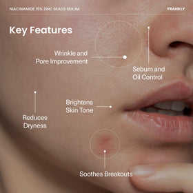 FRANKLY Niacinamide serum being applied with smooth, even spread on skin