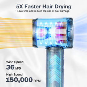 FRANO hair dryer ionization-action showing ion emission for smoother hair