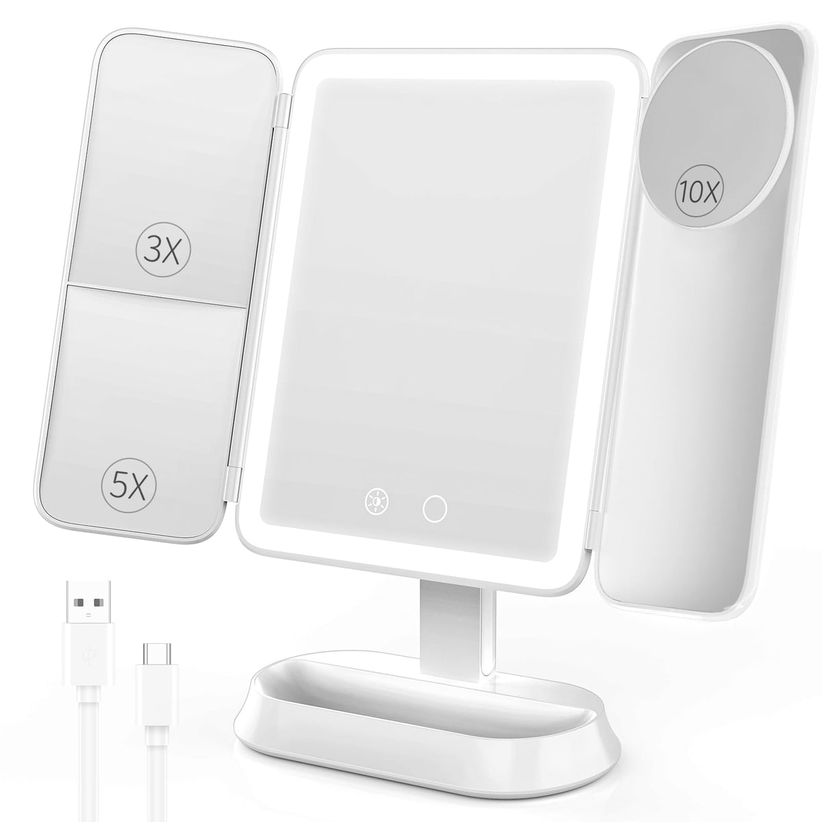 FRANO makeup mirror with lights shows the main reflection for precise daytime makeup.