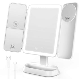 FRANO makeup mirror with lights shows the main reflection for precise daytime makeup.
