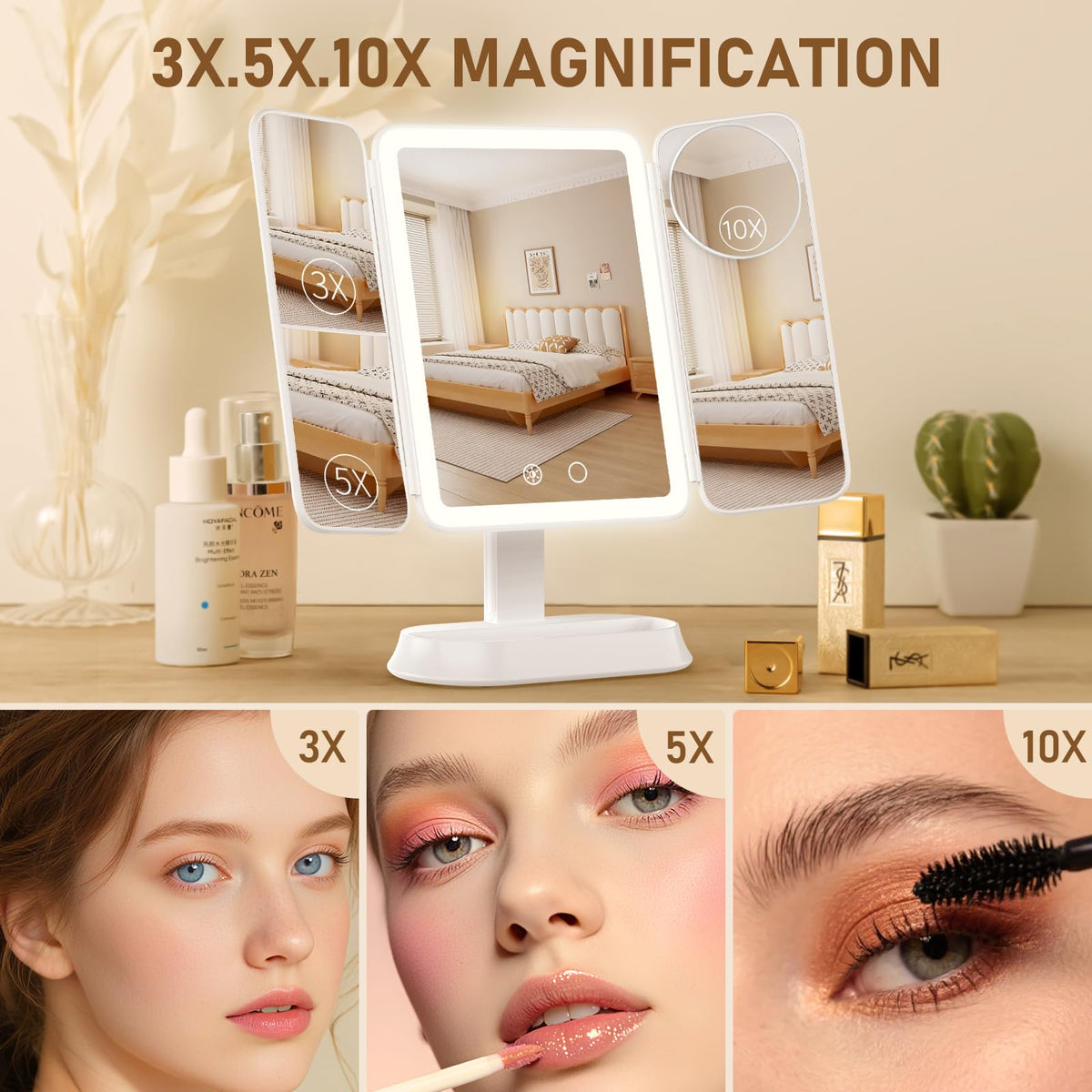 FRANO mirror with 3X magnification side lens for close detail checks.