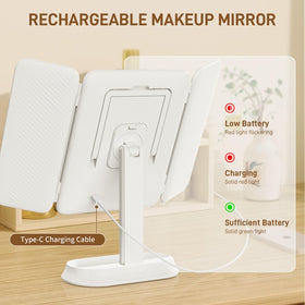 FRANO rechargeable mirror with Type-C charging enables cordless use anywhere.