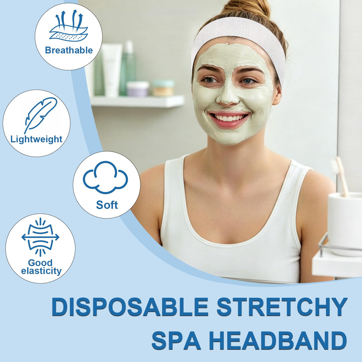 FRASTORDER stretchable headband for facial care offers comfortable wear.