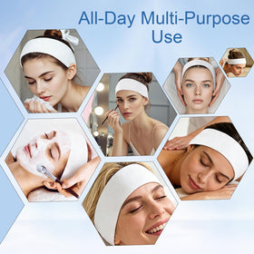 FRASTORDER disposable headband during skincare routines keeps hair secured.