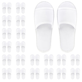 Frcctre disposable slippers with open-toe white design for comfortable hotel guests.