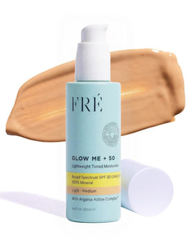 FRÉ tinted moisturizer bottle with pump for easy daily use and SPF protection.
