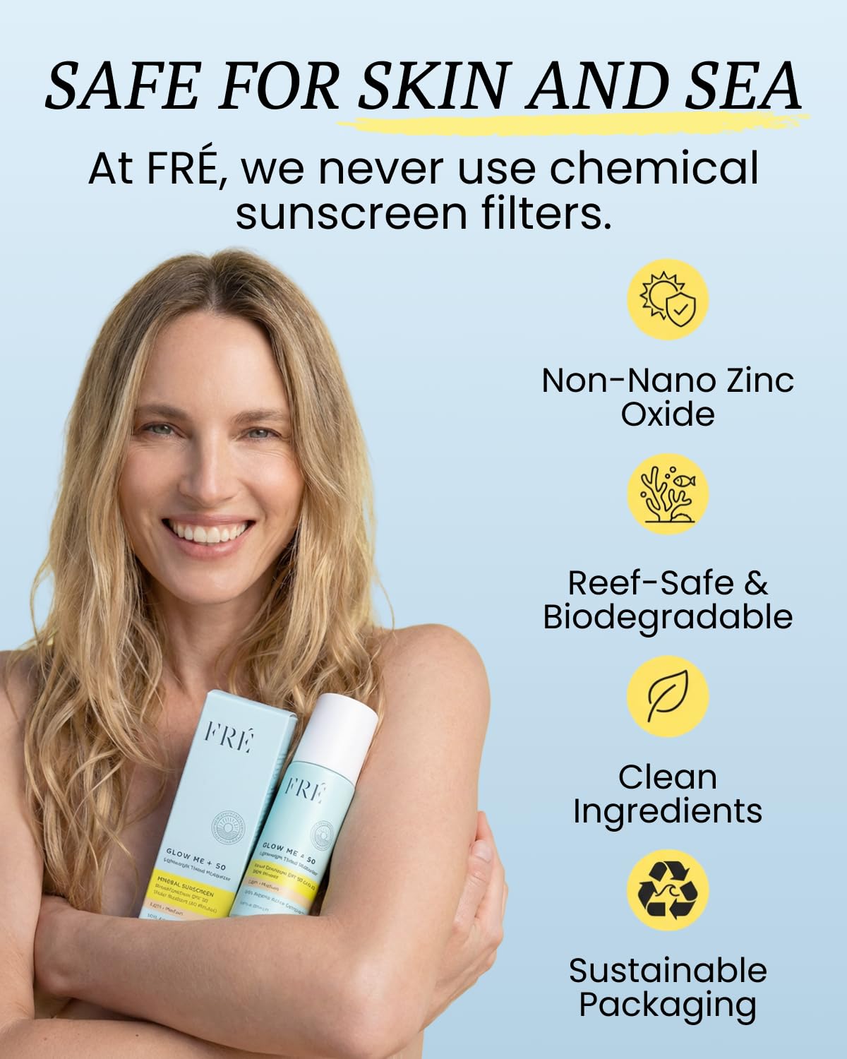FRÉ water-resistance shot demonstrates staying power during workouts and daily activities.
