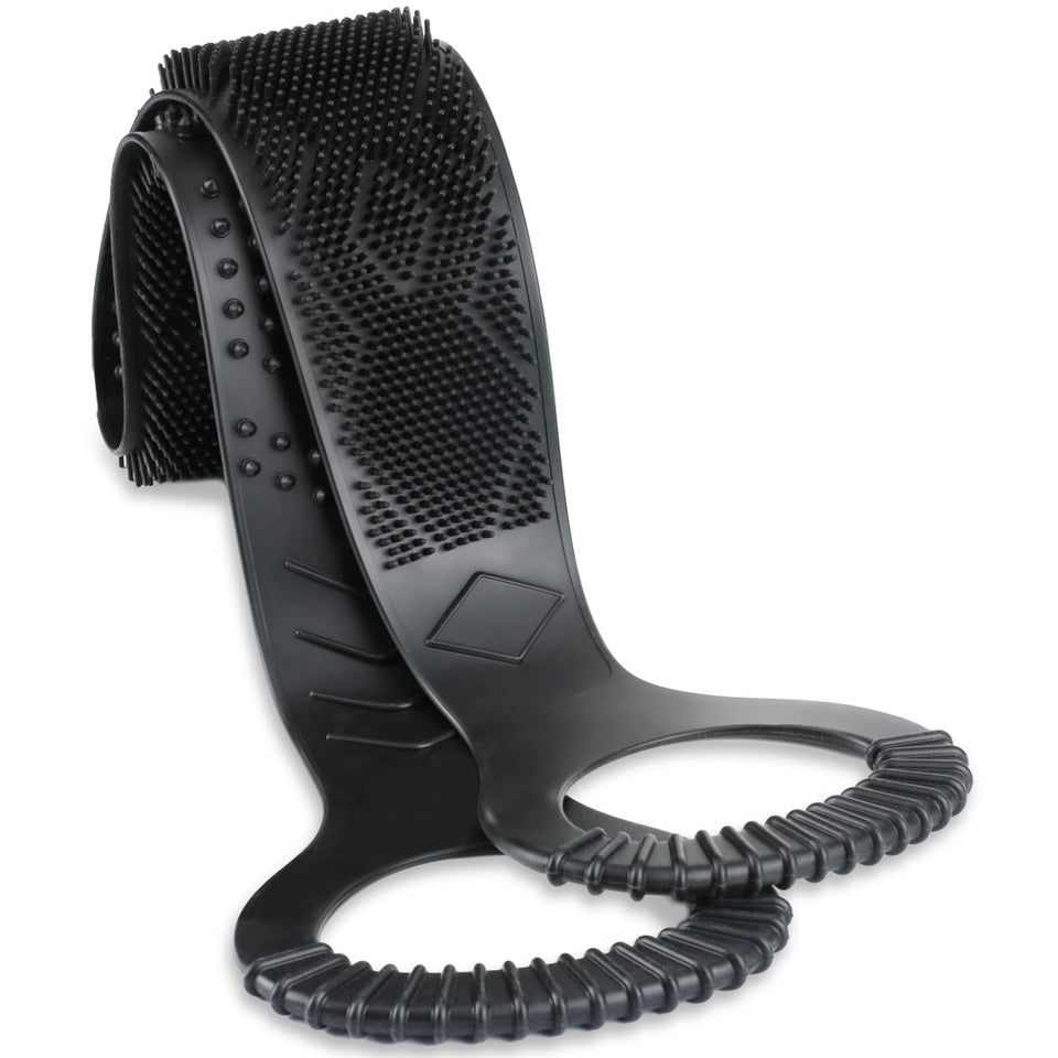 FREATECH silicone back scrubber in shower for deep cleaning.