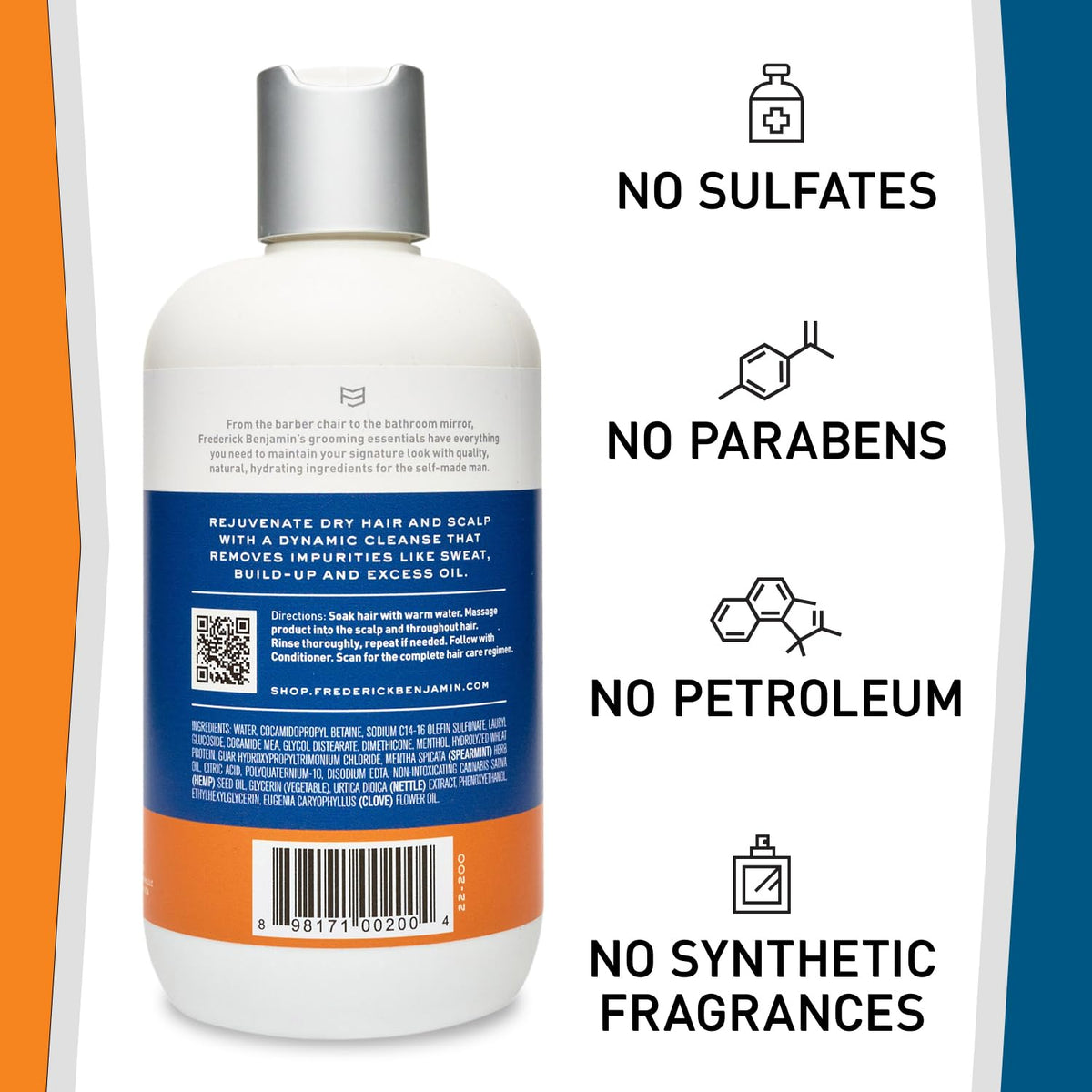 Frederick Benjamin shampoo textured hair closeup showing cleansing action.