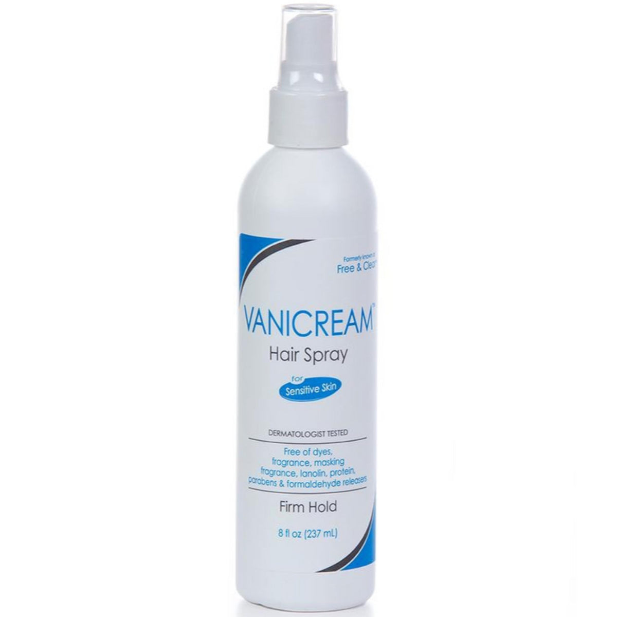 Free & Clear Hairspray firm hold 8oz bottle for all-day control.
