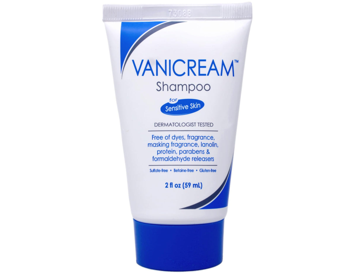 Free & Clear shampoo ingredients label shows preservative-free, gluten-free formula.