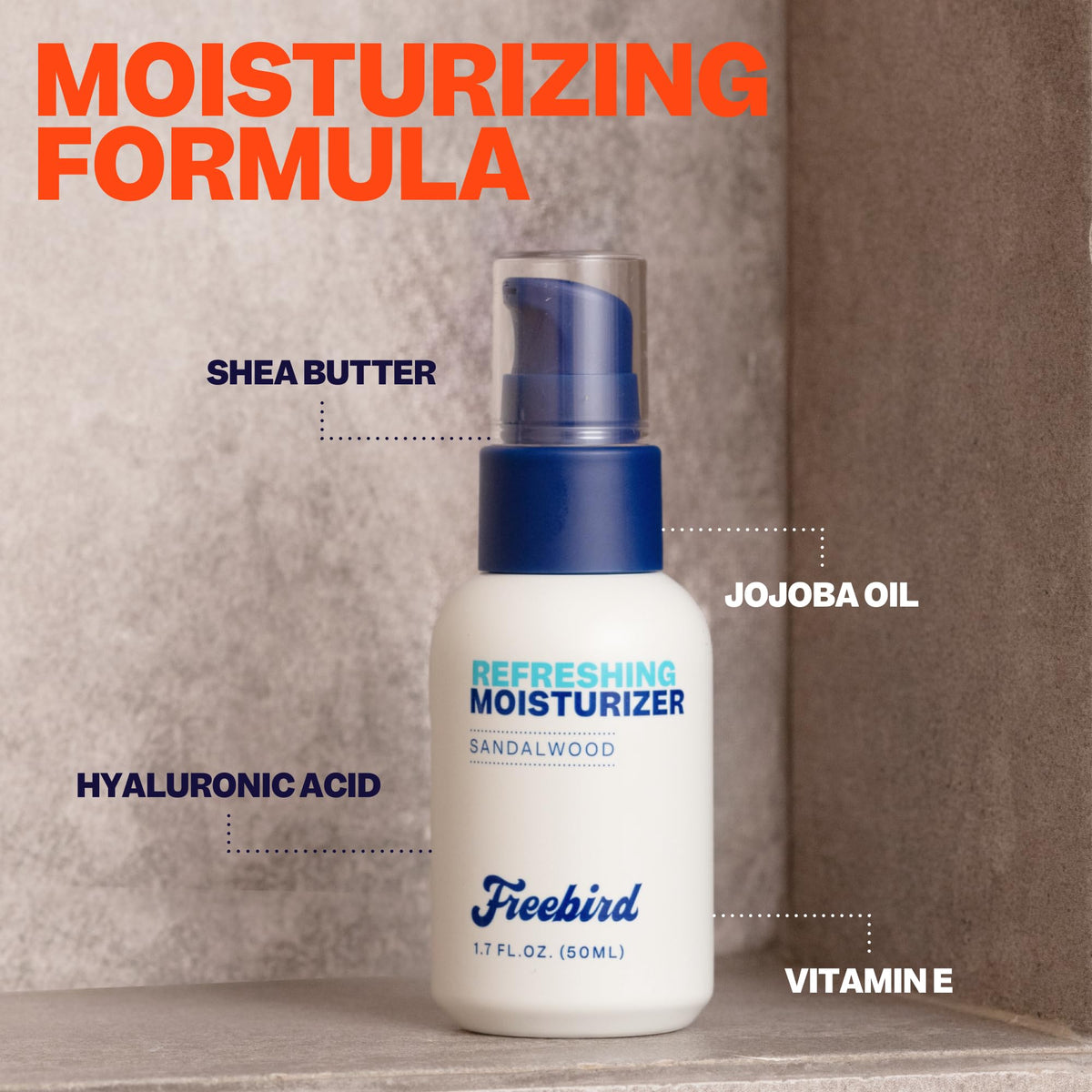 Applying Freebird moisturizer for a matte finish after shaving.