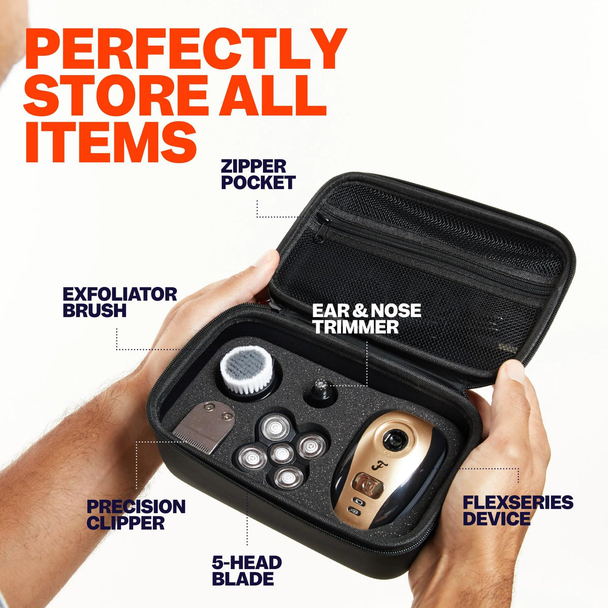 Freebird FlexSeries Travel Case V2-0 water-resistant exterior protects grooming tools.