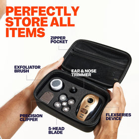 Freebird FlexSeries Travel Case V2-0 water-resistant exterior protects grooming tools.