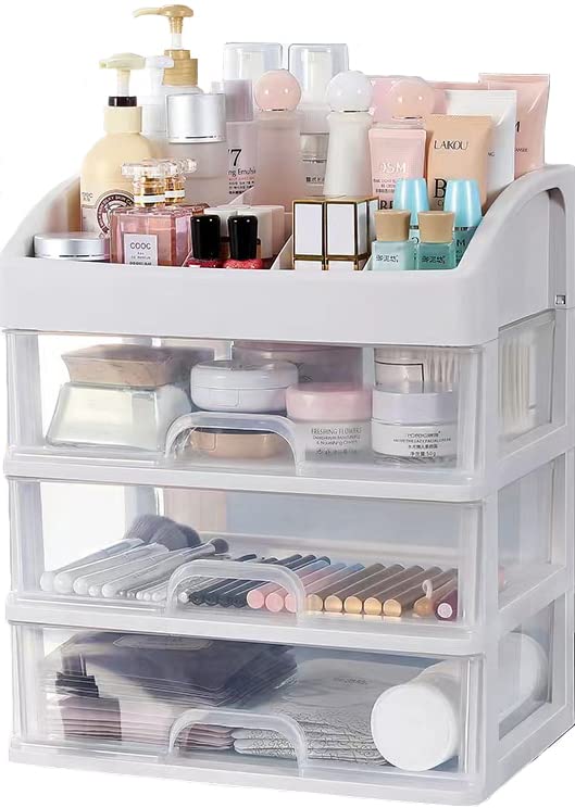Freebirdly makeup organizer arc top compartments neatly hold lotions and toners.
