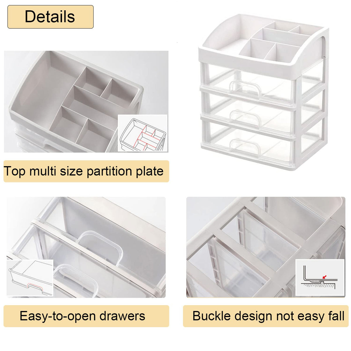 Freebirdly transparent drawer design lets you see contents at a glance.