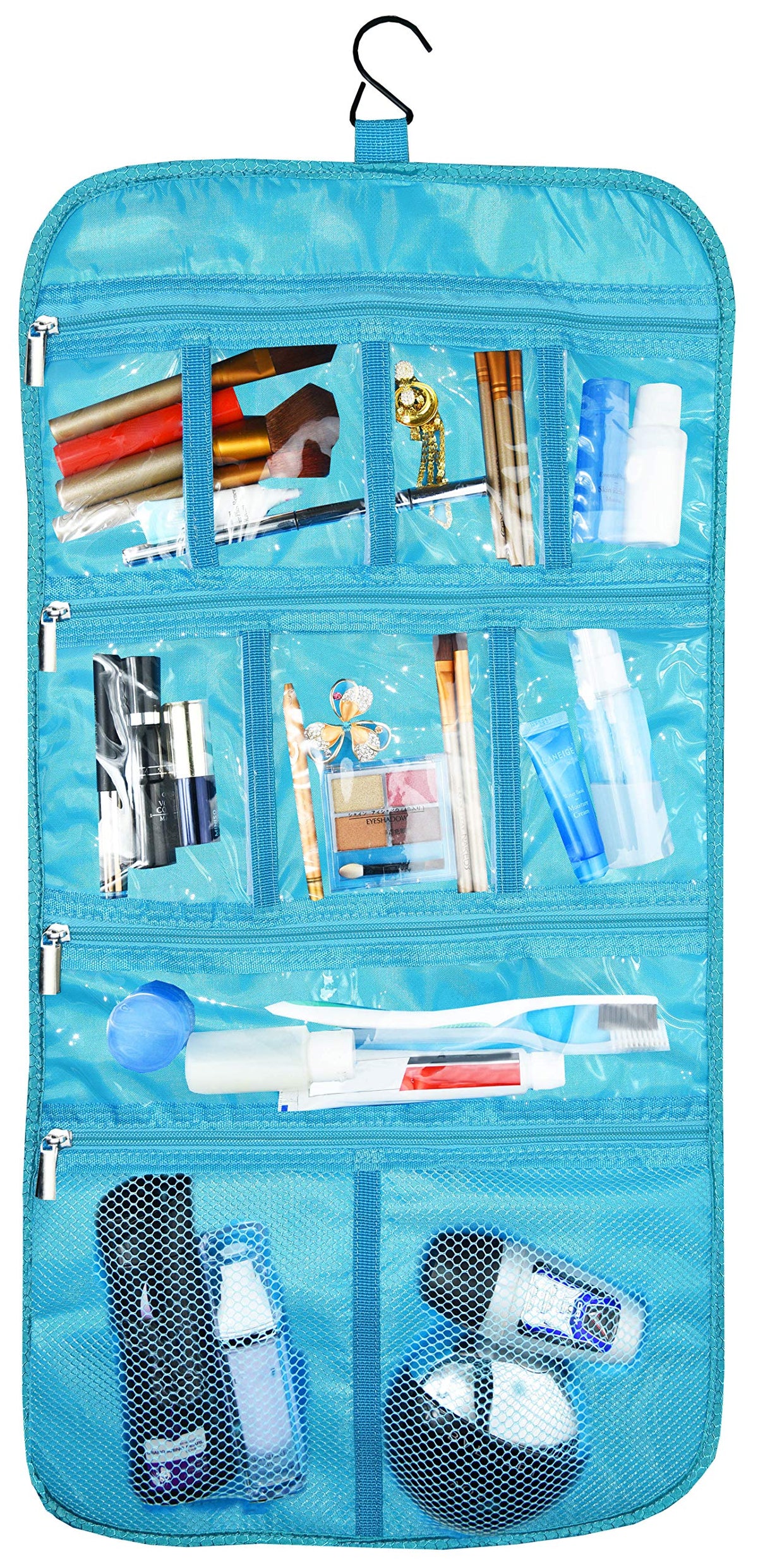 Freegrace aquamarine travel bag shown in carry-on for lightweight packing