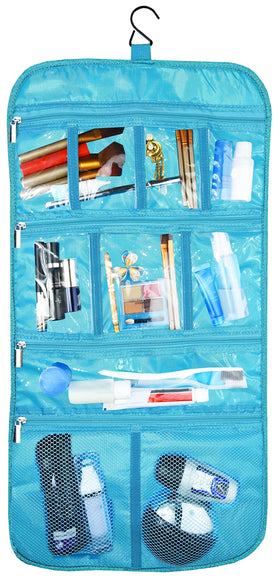 Freegrace aquamarine travel bag shown in carry-on for lightweight packing
