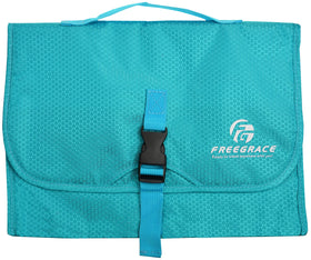 Freegrace aquamarine hanging toiletry bag folded compact saves luggage space