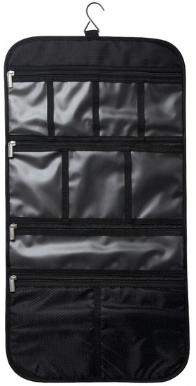 Freegrace hanging toiletry bag with hook for easy hotel bathroom access