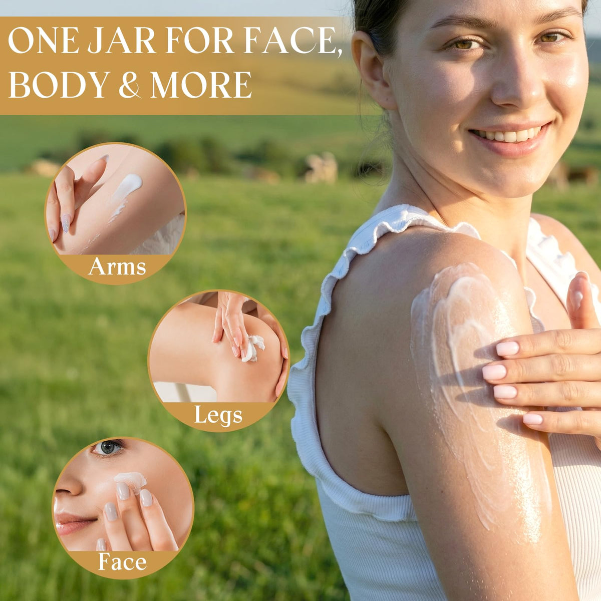 FreeJune Beef Tallow face application demonstrates fast-absorbing hydration.