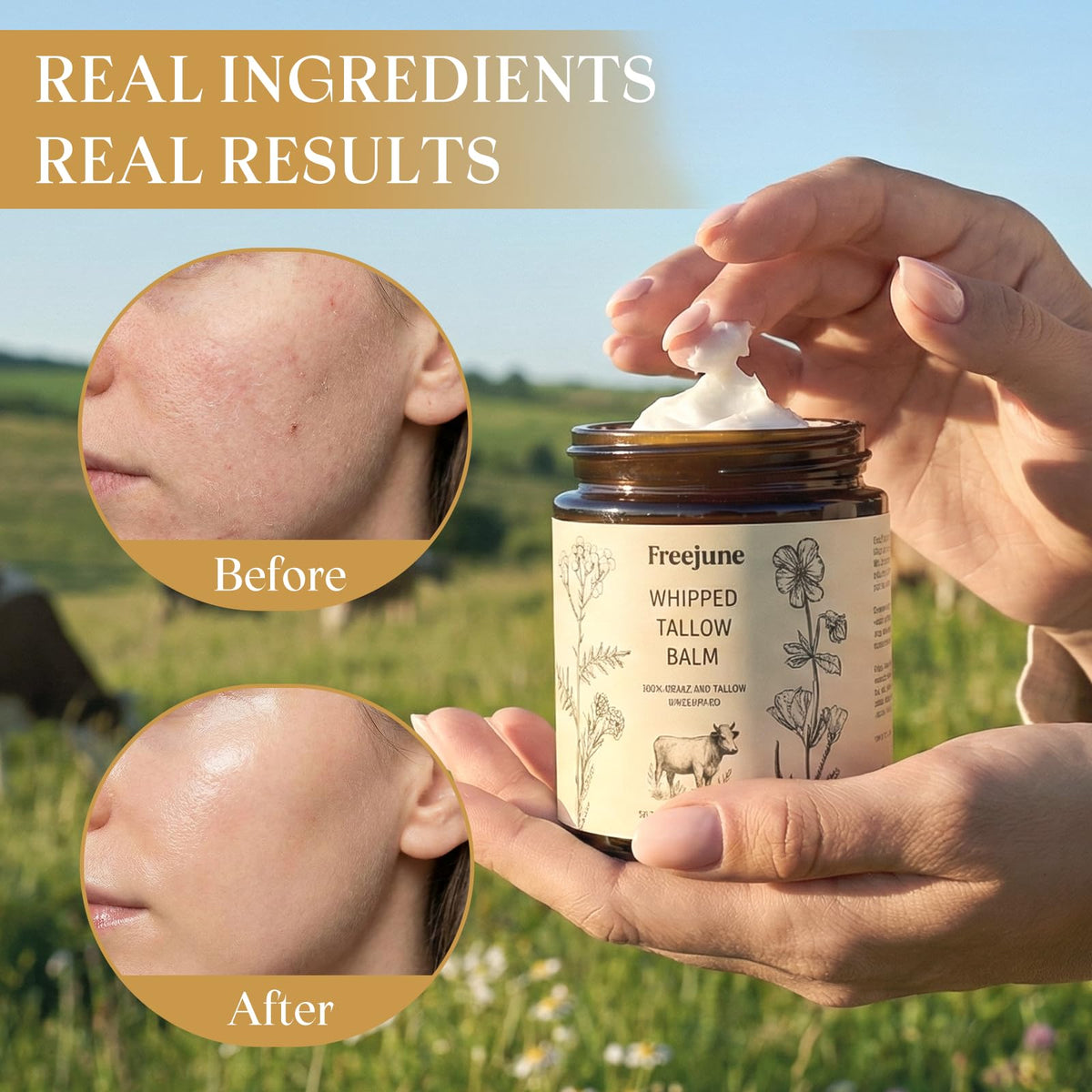 FreeJune Unscented label marks fragrance-free formula for sensitive skin.