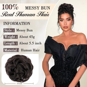FREEMEIGE 100% human hair bun close-up showing realistic texture and shine
