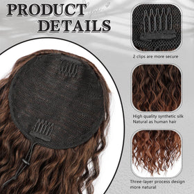FREEMEIGE afro puff drawstring ponytail secured with buckle for quick styling