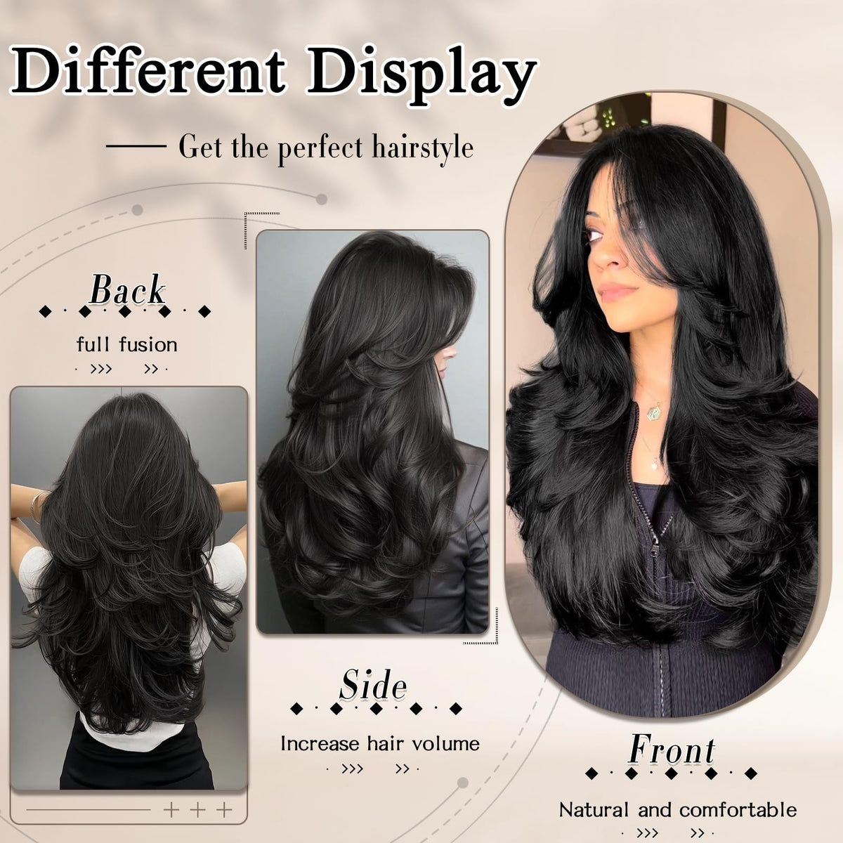 FREEMEIGE 18-inch two-clip piece adds layered depth