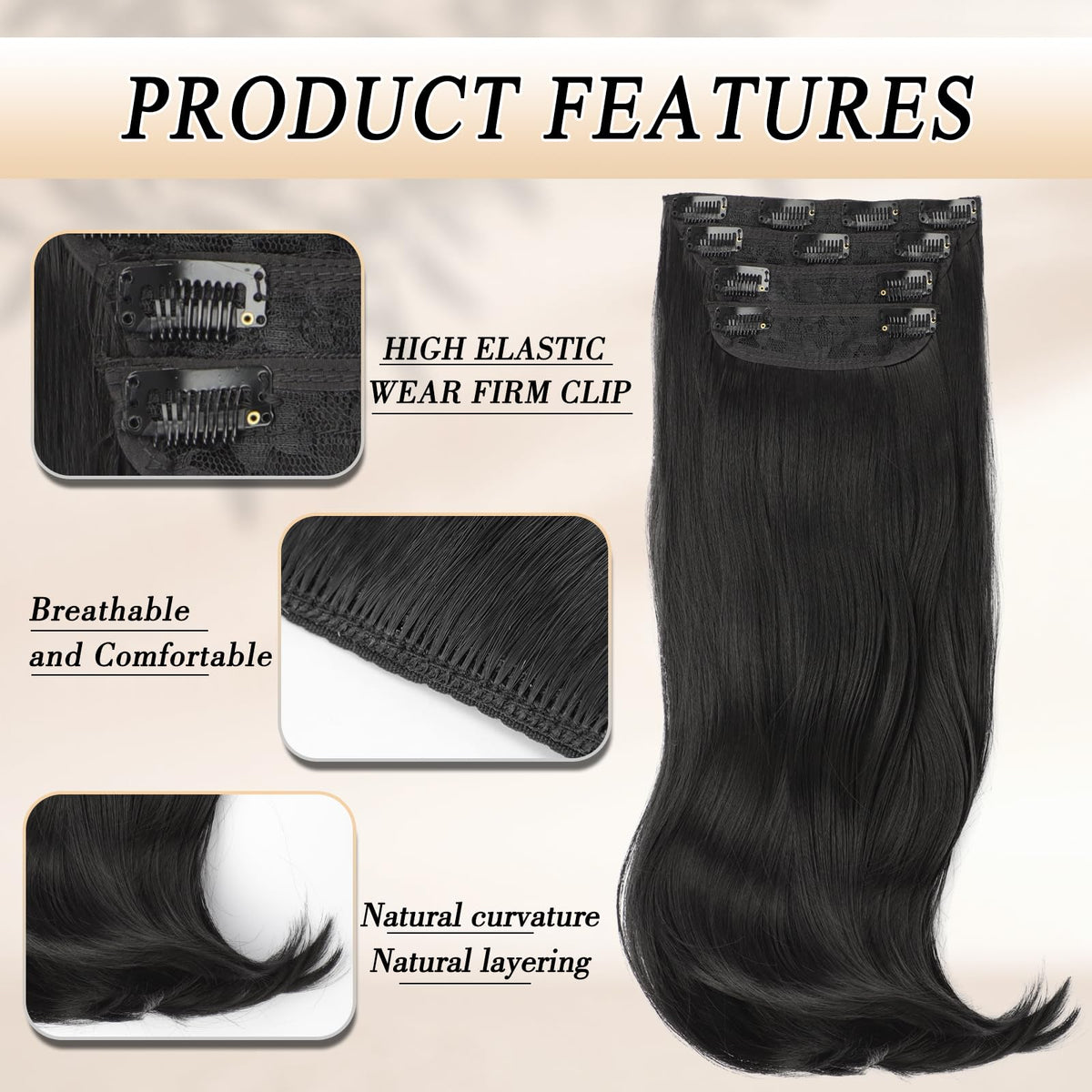 FREEMEIGE layered design clip-ins show defined layers for a realistic silhouette