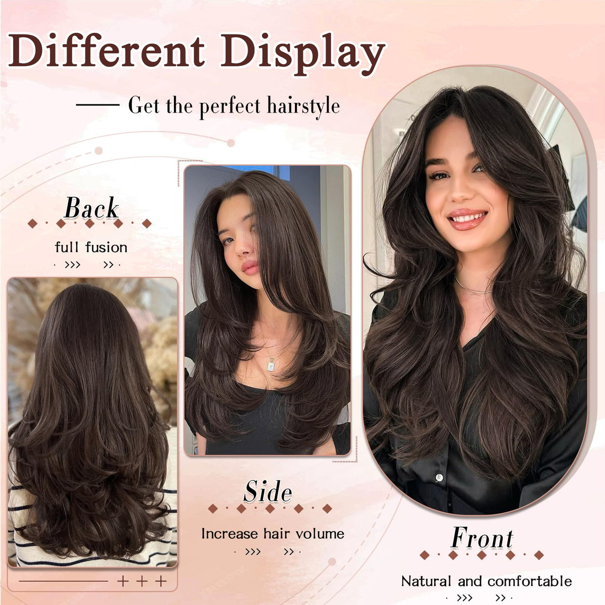 FREEMEIGE 18inch two-clip extensions blend with fine hair