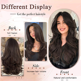 FREEMEIGE 18inch two-clip extensions blend with fine hair