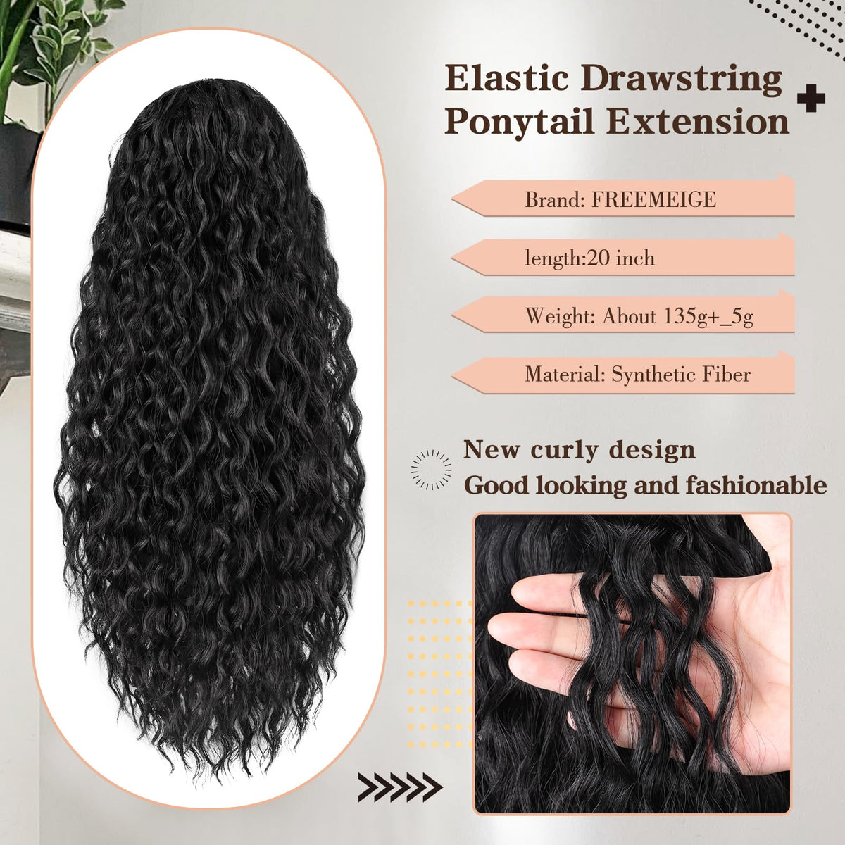 FREEMEIGE close-up shows smooth, heat-resistant synthetic texture.