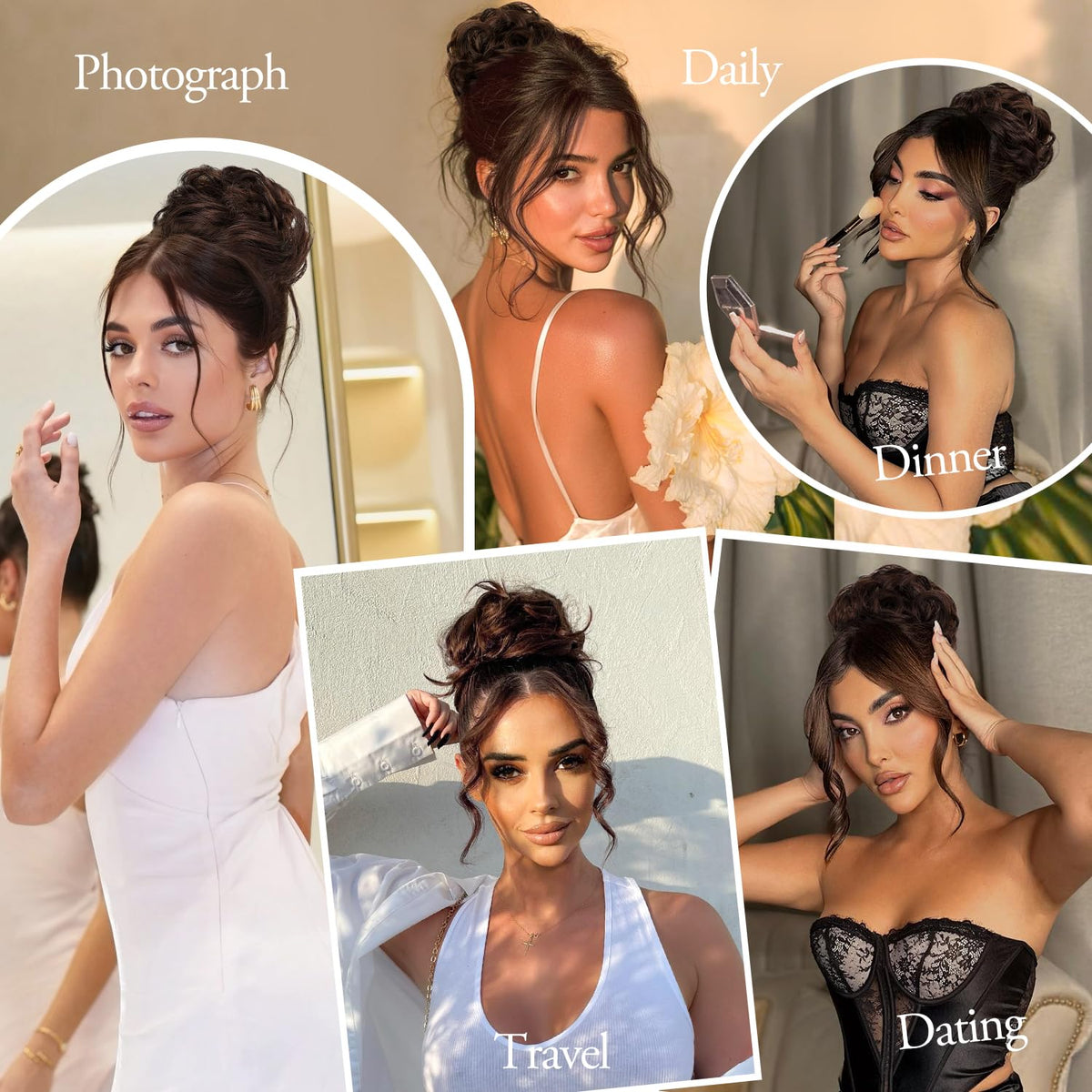 FREEMEIGE Messy Bun easy-attachment clip enables fast styling.