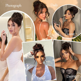 FREEMEIGE Messy Bun easy-attachment clip enables fast styling.