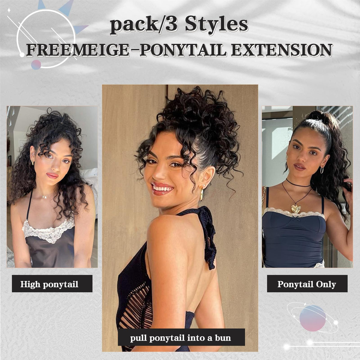 FREEMEIGE ponytail with buckle and clips for secure, fast installation