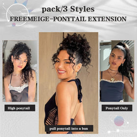 FREEMEIGE ponytail with buckle and clips for secure, fast installation
