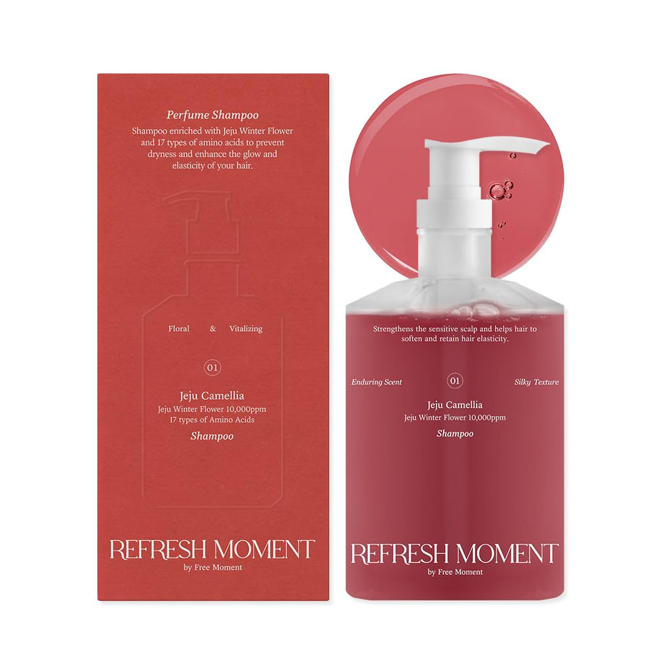 FREEMOMENT perfume shampoo bottle with elegant packaging and floral notes