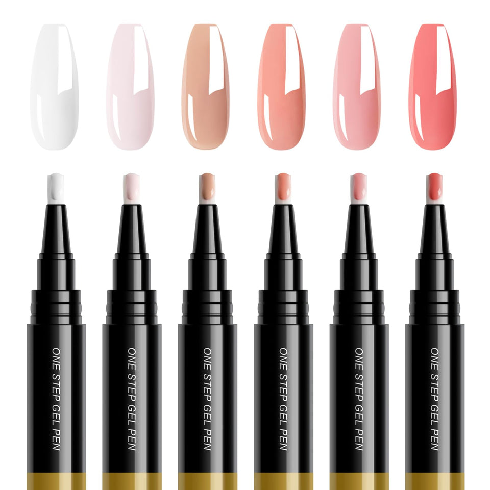 FreeORR 6-color nude gel nail pen set offers versatile nude shades for stylish DIY nails.