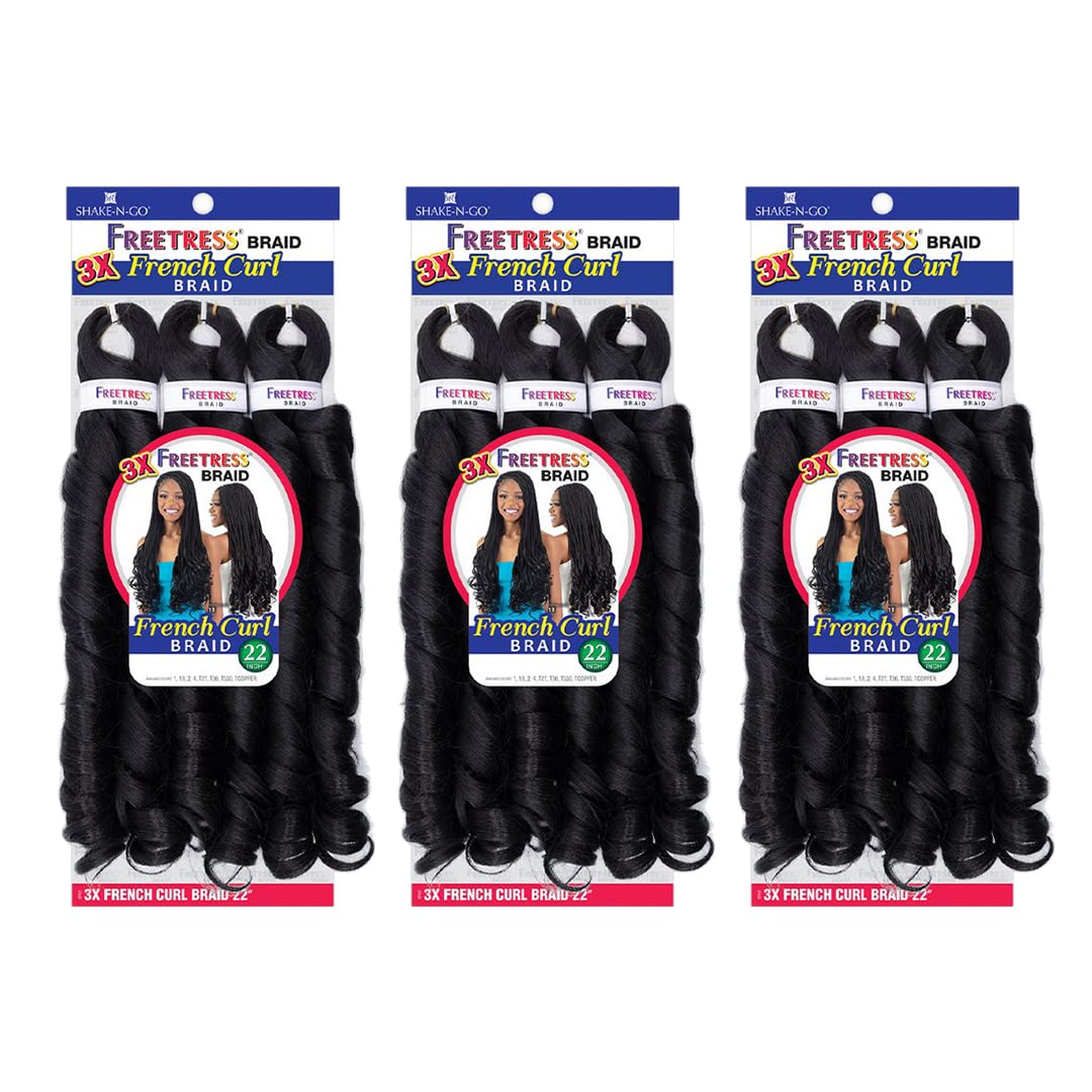 FREETRESS BRAIDS 3X French Curl Braid 22'' knotless-style image highlights easy knotless setup.