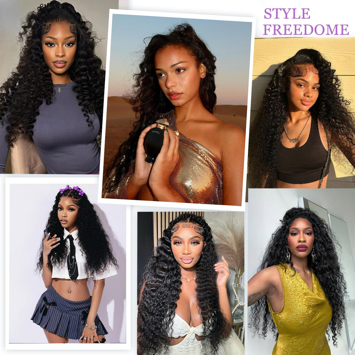 Freeternit natural black deep curly wig for everyday versatility