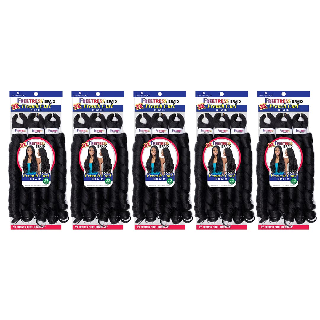 Freetress Braids 3X French Curl Braid 22in pre-stretched fibers for quick knotless styling.