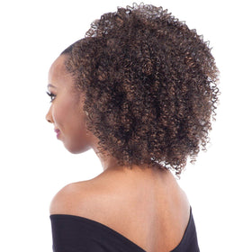 Model wearing FreeTress Equal drawstring ponytail for Bohemian style