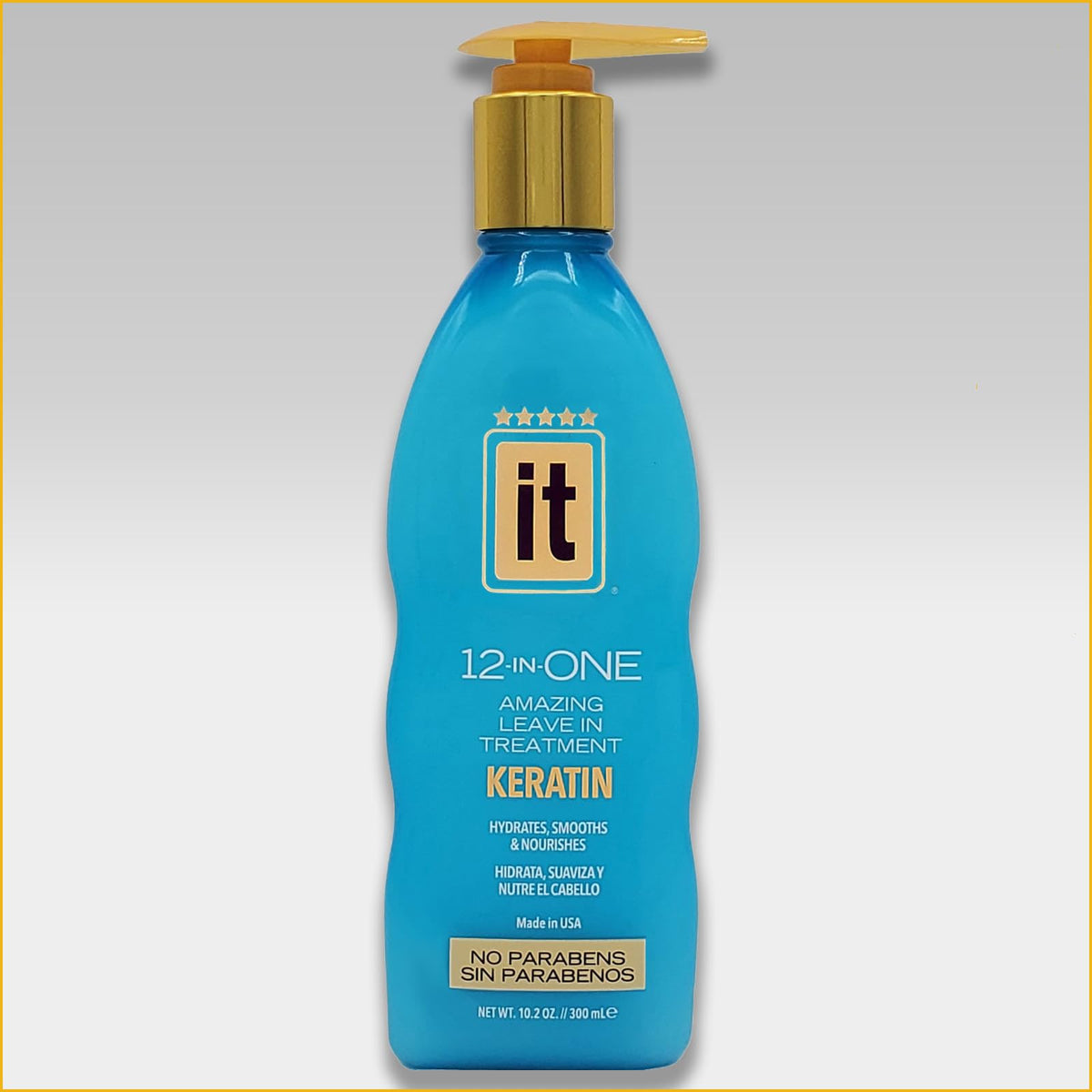 Freeze It IT 12-in-One Leave-in Keratin bottle for frizz control and shine.