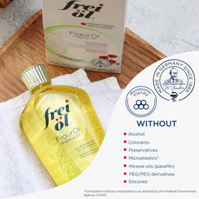 Applying Frei Oel Shaping Oil on body to refine texture and firmness