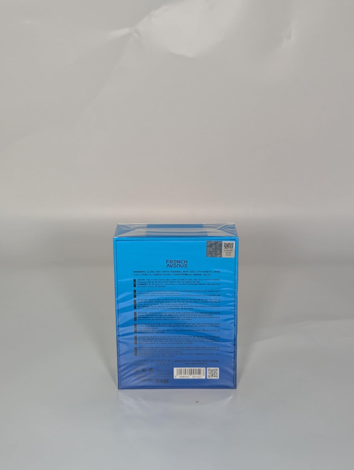 French Avenue Magnetiq blue bottle with black accents suggests long-lasting, versatile wear.