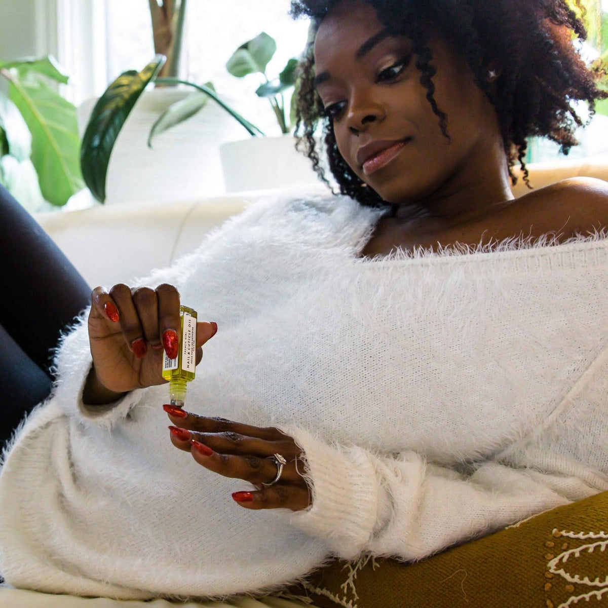 Night-time use with gloves for deeper hydration with French Girl Organics Oil.